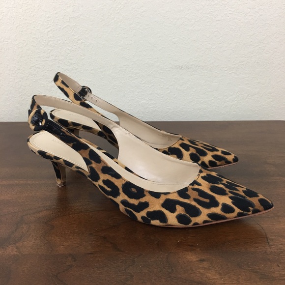 leopard print slingback kitten heels